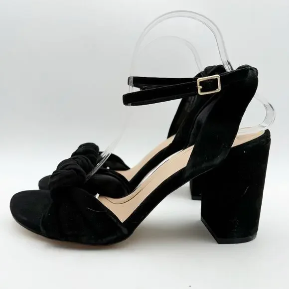 Cole Haan Womens Kaycee Knotted Heel Sandal US 10 B Black Suede EUC